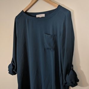 Ann Taylor Loft Button Sleeve Pocket Blouse Small